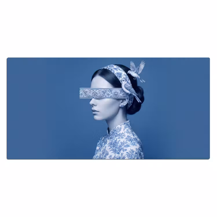 Bureau onderlegger - Portret - Klassiek - Wit - Blauw — 2