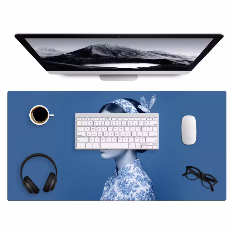 Bureau onderlegger - Portret - Klassiek - Wit - Blauw — 4