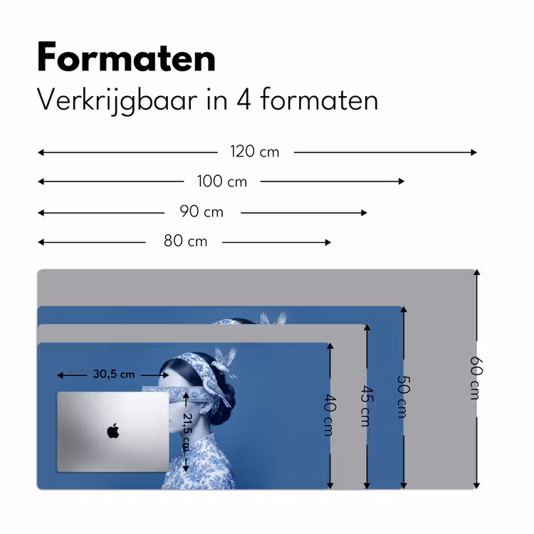 Bureau onderlegger - Portret - Klassiek - Wit - Blauw — 8