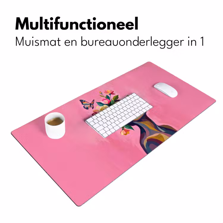 Bureau onderlegger - Vrouwengezicht - Vlinders - Kleurrijk — 7