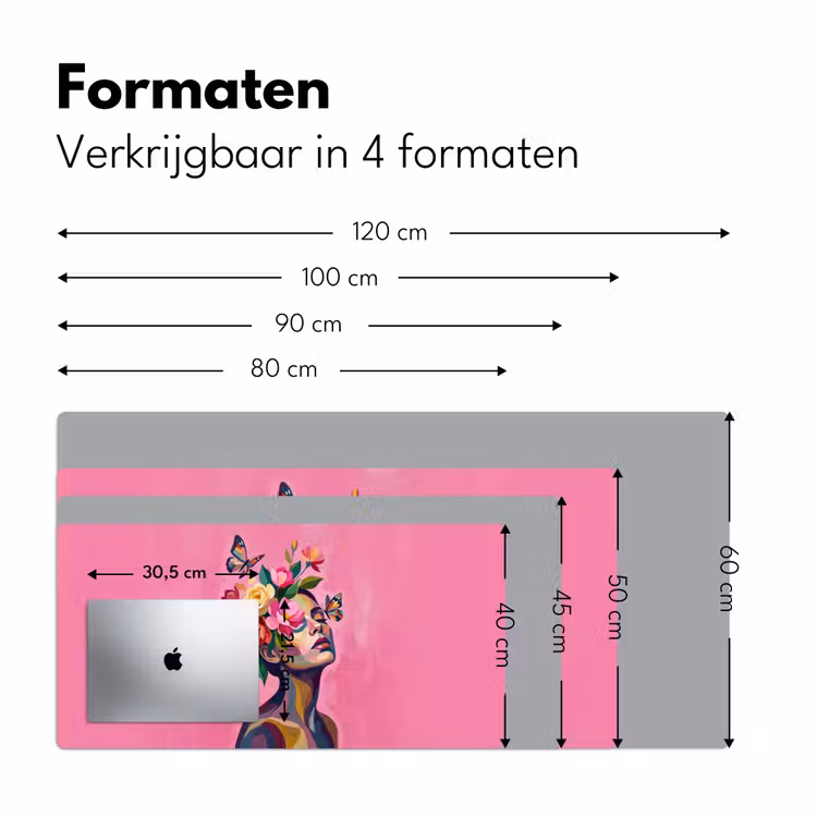 Bureau onderlegger - Vrouwengezicht - Vlinders - Kleurrijk — 8
