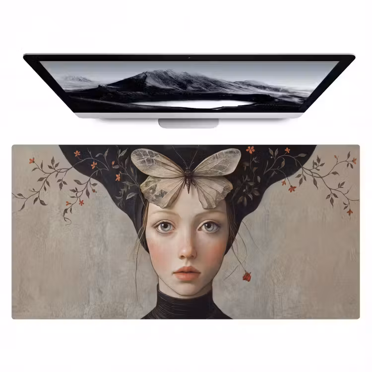 Bureau onderlegger - Woman - Butterfly - Art - Classic - Muted — 1