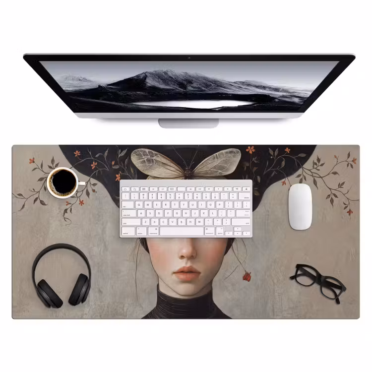 Bureau onderlegger - Woman - Butterfly - Art - Classic - Muted — 4