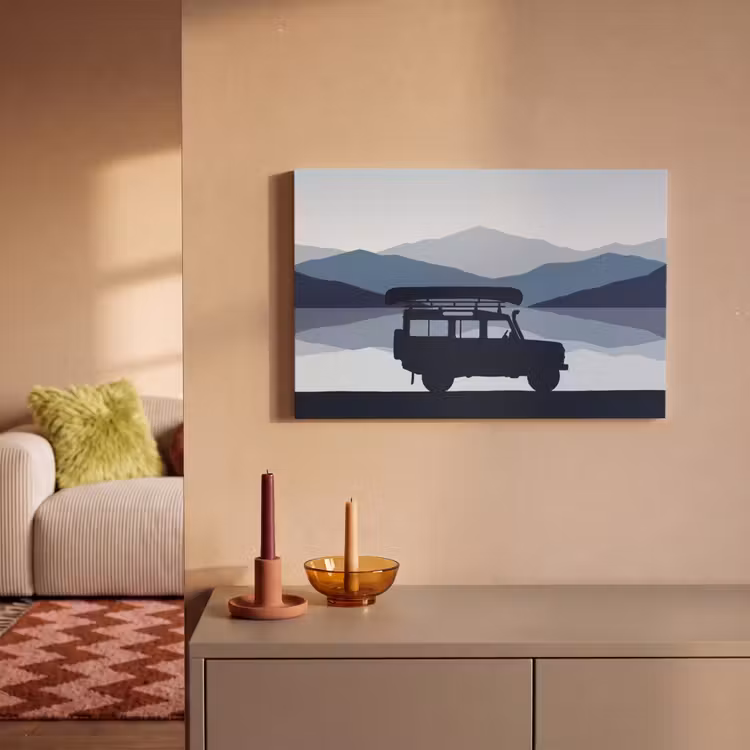 Canvas schilderij - Auto - Meer - Bergen - Blauw — 2