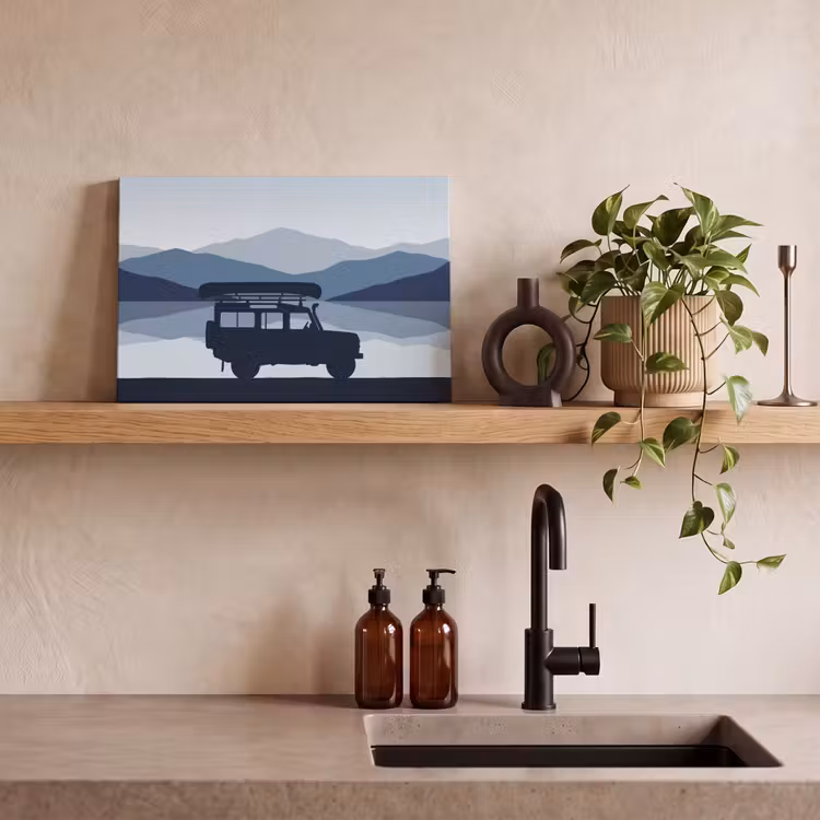 Canvas schilderij - Auto - Meer - Bergen - Blauw — 3