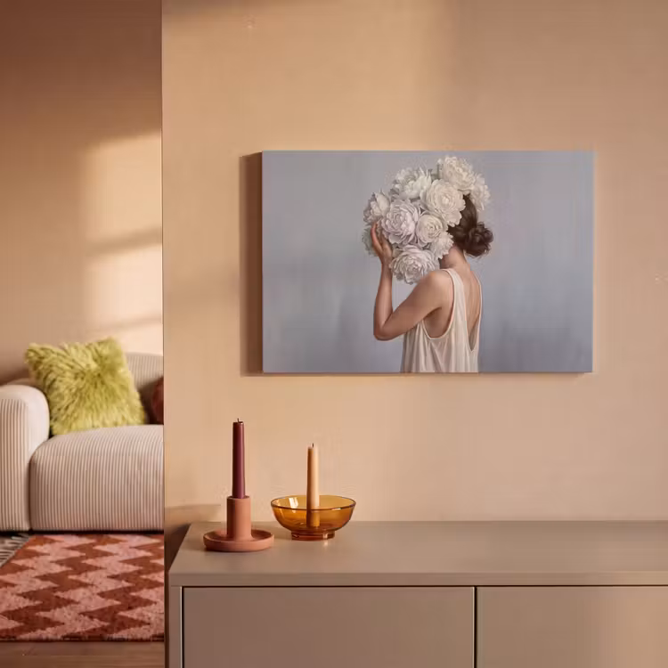 Canvas schilderij - Bloemen - Vrouw - Wit — 2