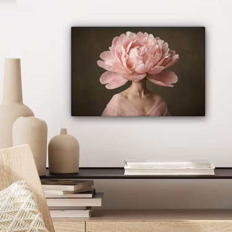 Canvas schilderij - Gezicht - Roos - Roze — 5