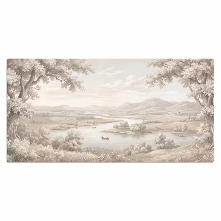 Bureau onderlegger - Rivierlandschap - Bergen - Natuur - Vintage - Beige — 2