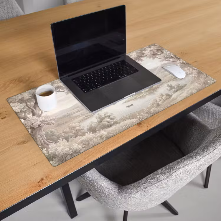 Bureau onderlegger - Rivierlandschap - Bergen - Natuur - Vintage - Beige — 3