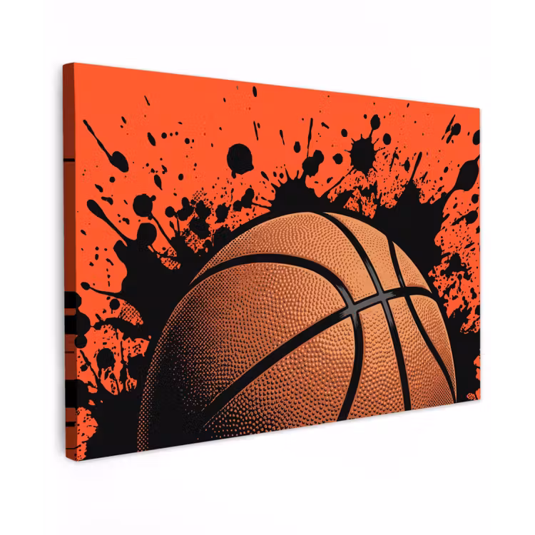 Canvas schilderij - Basketbal - Verf - Sport - Oranje — 1