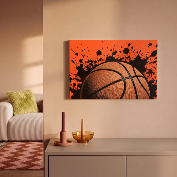 Canvas schilderij - Basketbal - Verf - Sport - Oranje — 2