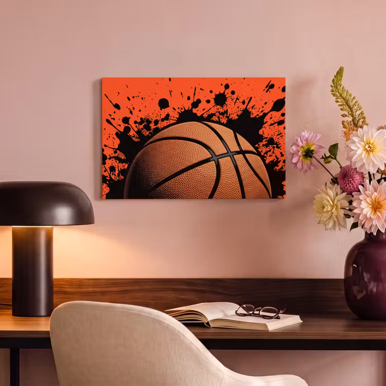 Canvas schilderij - Basketbal - Verf - Sport - Oranje — 4