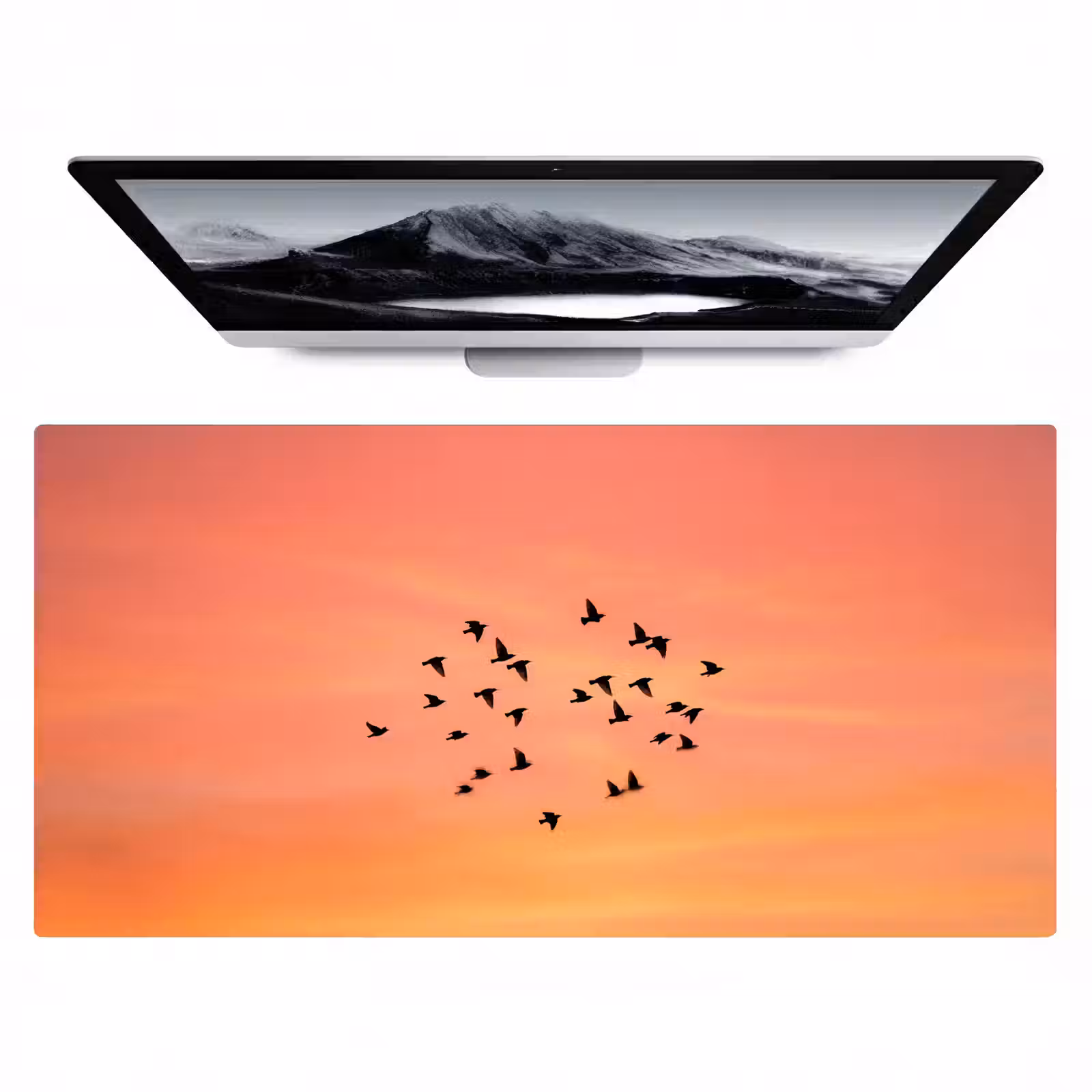 Bureau onderlegger - Zwerm - Vogels - Oranje — 1