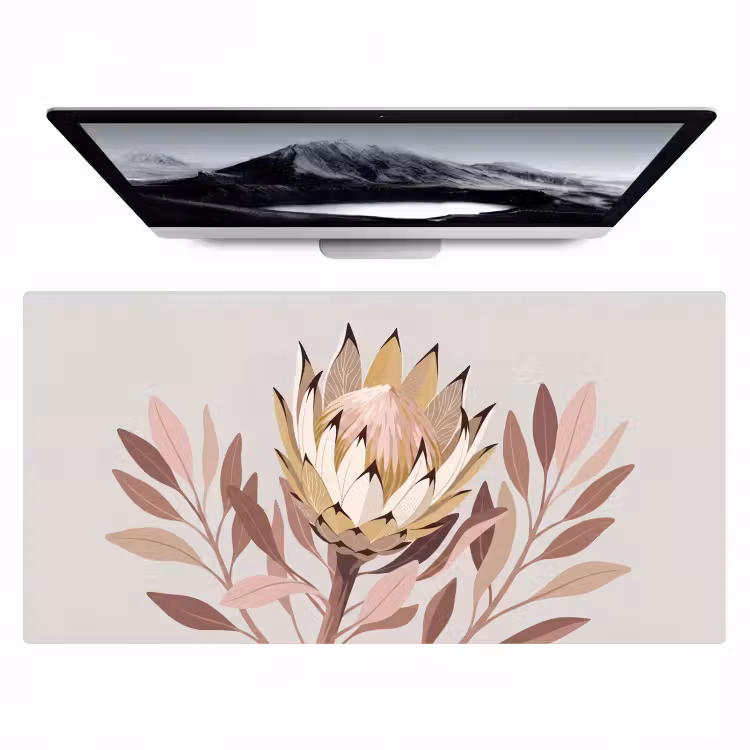 Bureau onderlegger - Protea - Bloem - Botanisch - Beige — 1