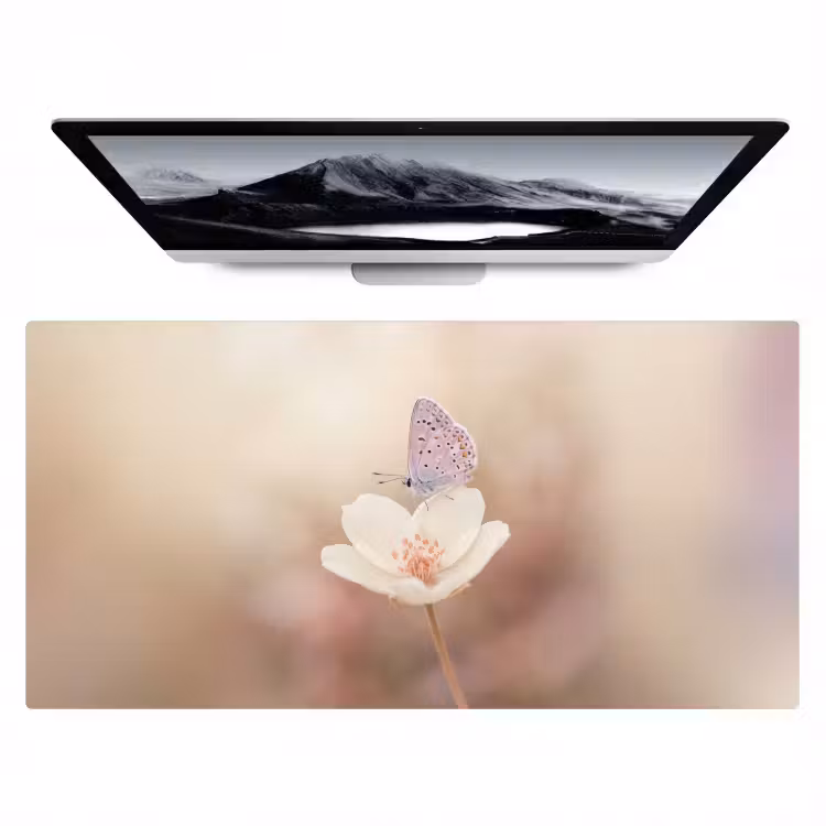 Bureau onderlegger - Vlinder - Bloem - Blauw — 1