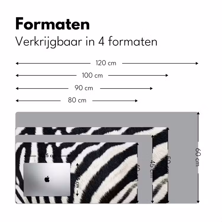 Bureau onderlegger - Zebra - Vacht - Klassiek - Zwart - Wit — 8