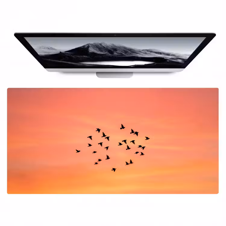 Bureau onderlegger - Zwerm - Vogels - Oranje — 1