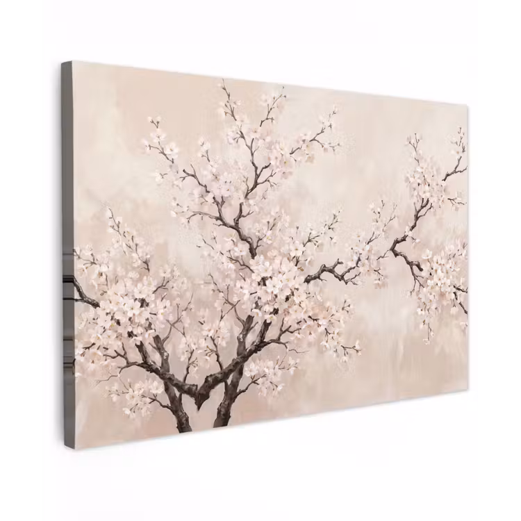 Canvas schilderij - Bloesem - Illustratie - Taupe — 1