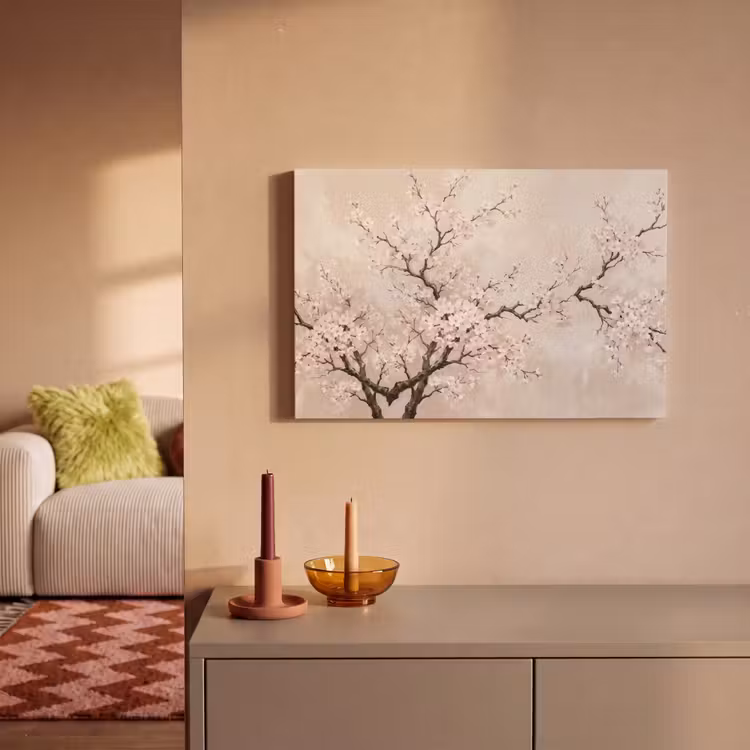 Canvas schilderij - Bloesem - Illustratie - Taupe — 2