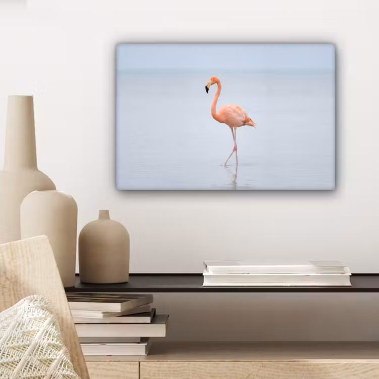 Canvas schilderij - Flamingo - Zee - Roze — 5