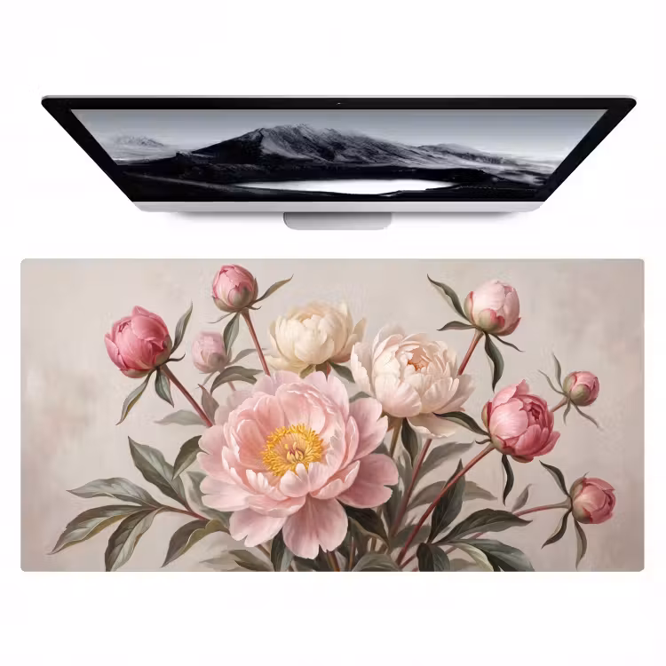 Bureau onderlegger - Pioenrozen - Boeket - Roze — 1