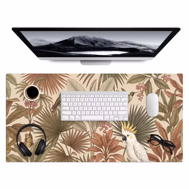 Bureau onderlegger - Tropisch - Vogels - Beige — 4