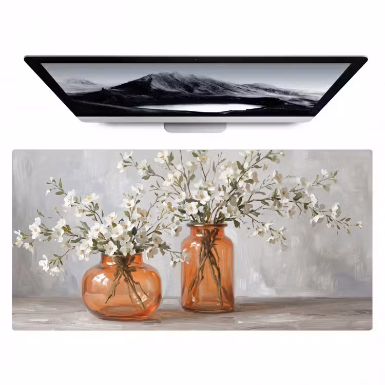 Bureau onderlegger - Vazen - Bloemen - Oranje — 1