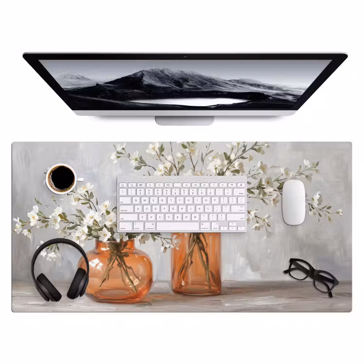 Bureau onderlegger - Vazen - Bloemen - Oranje — 4