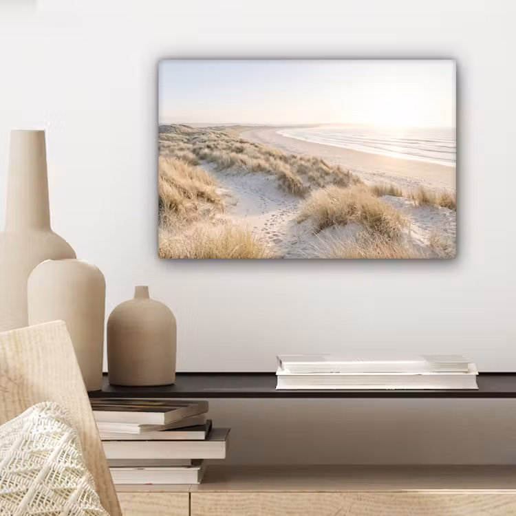 Canvas schilderij - Duinen - Strand - Beige — 5