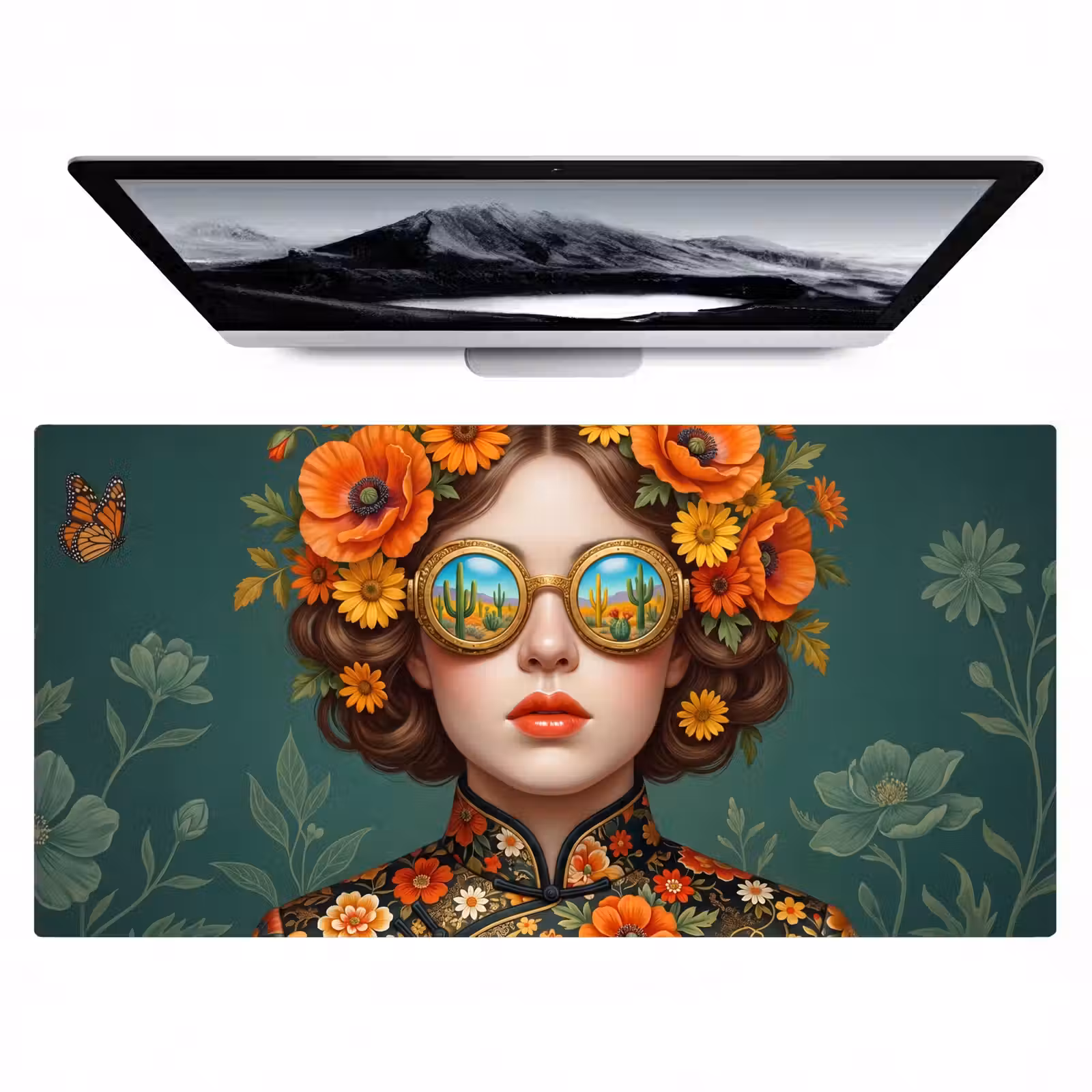 Bureau onderlegger - Portret - Vrouw - Kleurrijk - Expressief — 1