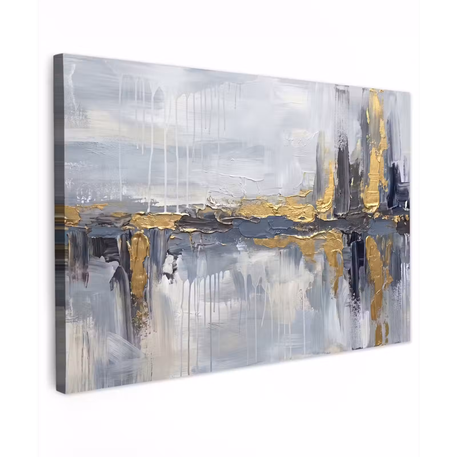Canvas schilderij - Abstract - Structuur - Goud - Grijs - Modern — 1