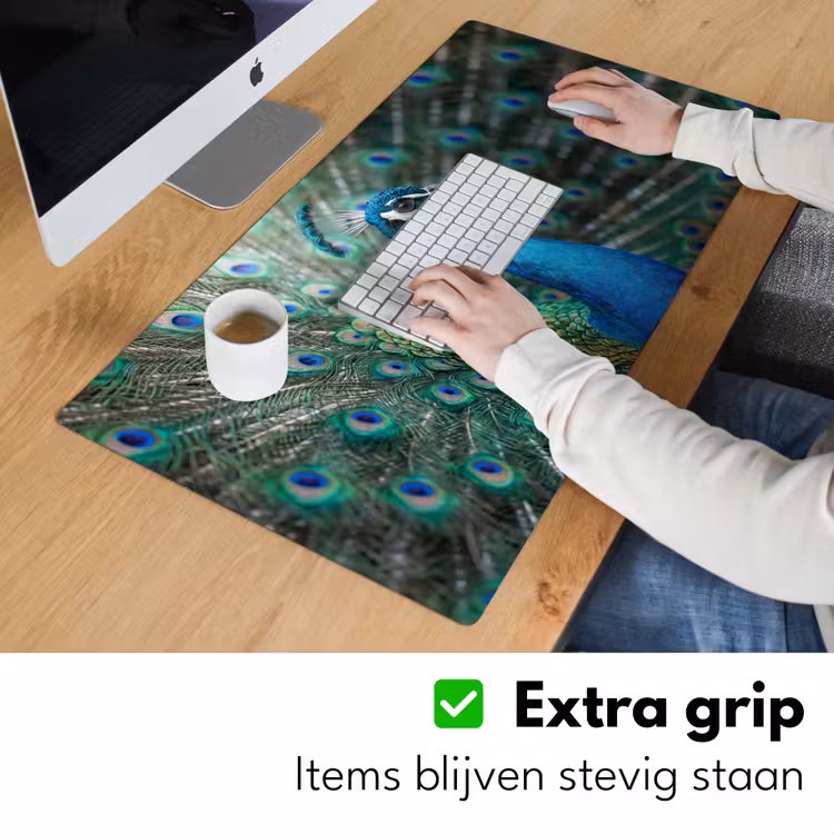 Bureau onderlegger - Pauw - Veren - Blauw — 6
