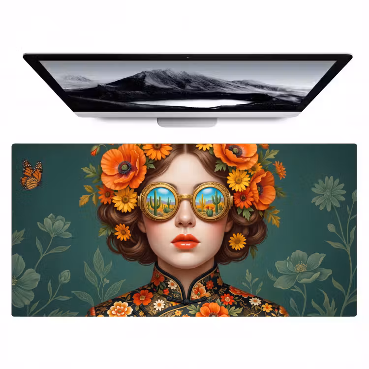 Bureau onderlegger - Portret - Vrouw - Kleurrijk - Expressief — 1