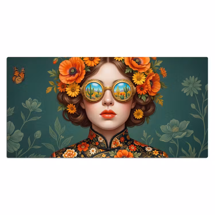 Bureau onderlegger - Portret - Vrouw - Kleurrijk - Expressief — 2