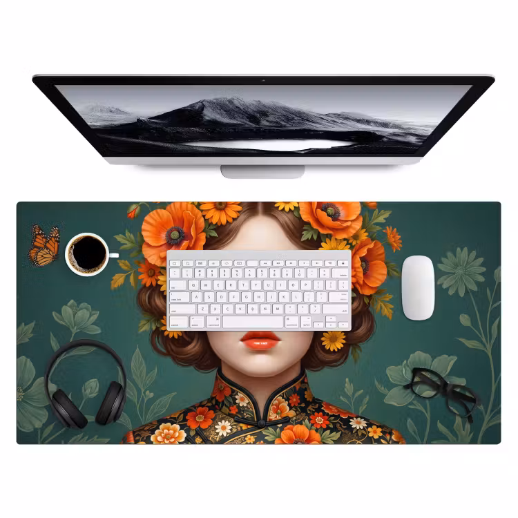 Bureau onderlegger - Portret - Vrouw - Kleurrijk - Expressief — 4