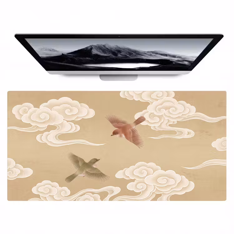 Bureau onderlegger - Vogels - Vliegen - Beige — 1