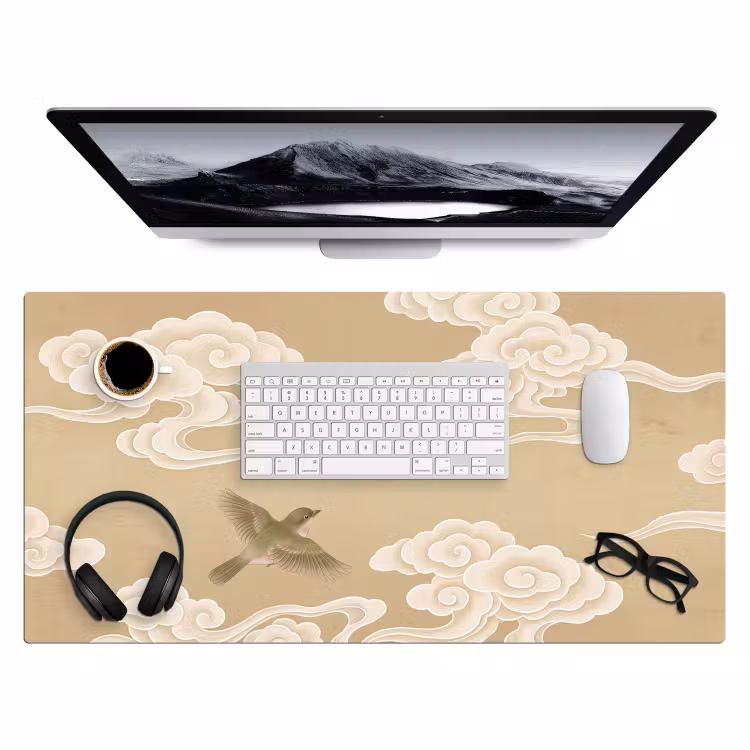 Bureau onderlegger - Vogels - Vliegen - Beige — 4