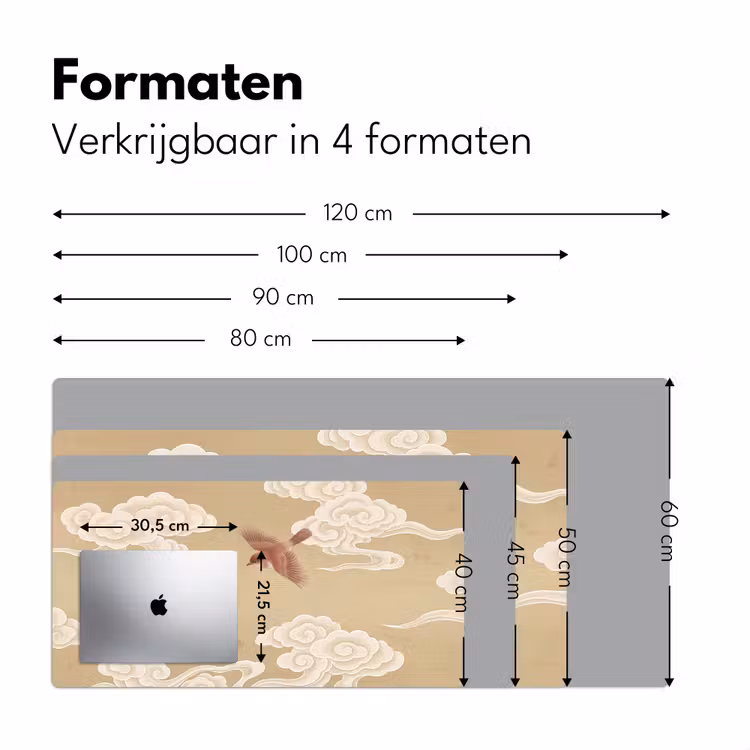 Bureau onderlegger - Vogels - Vliegen - Beige — 8