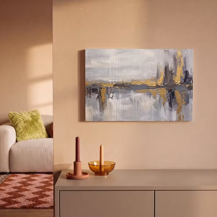 Canvas schilderij - Abstract - Structuur - Goud - Grijs - Modern — 2