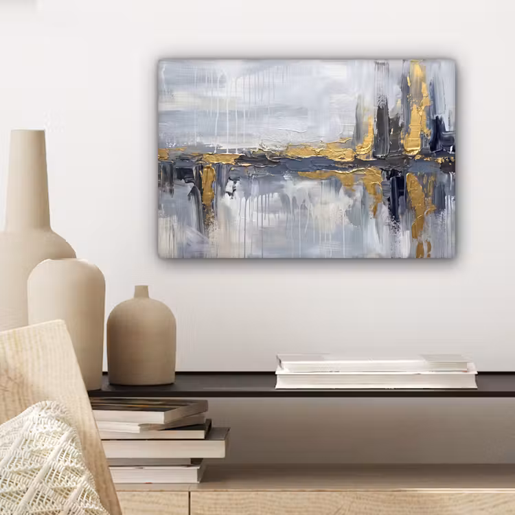 Canvas schilderij - Abstract - Structuur - Goud - Grijs - Modern — 5