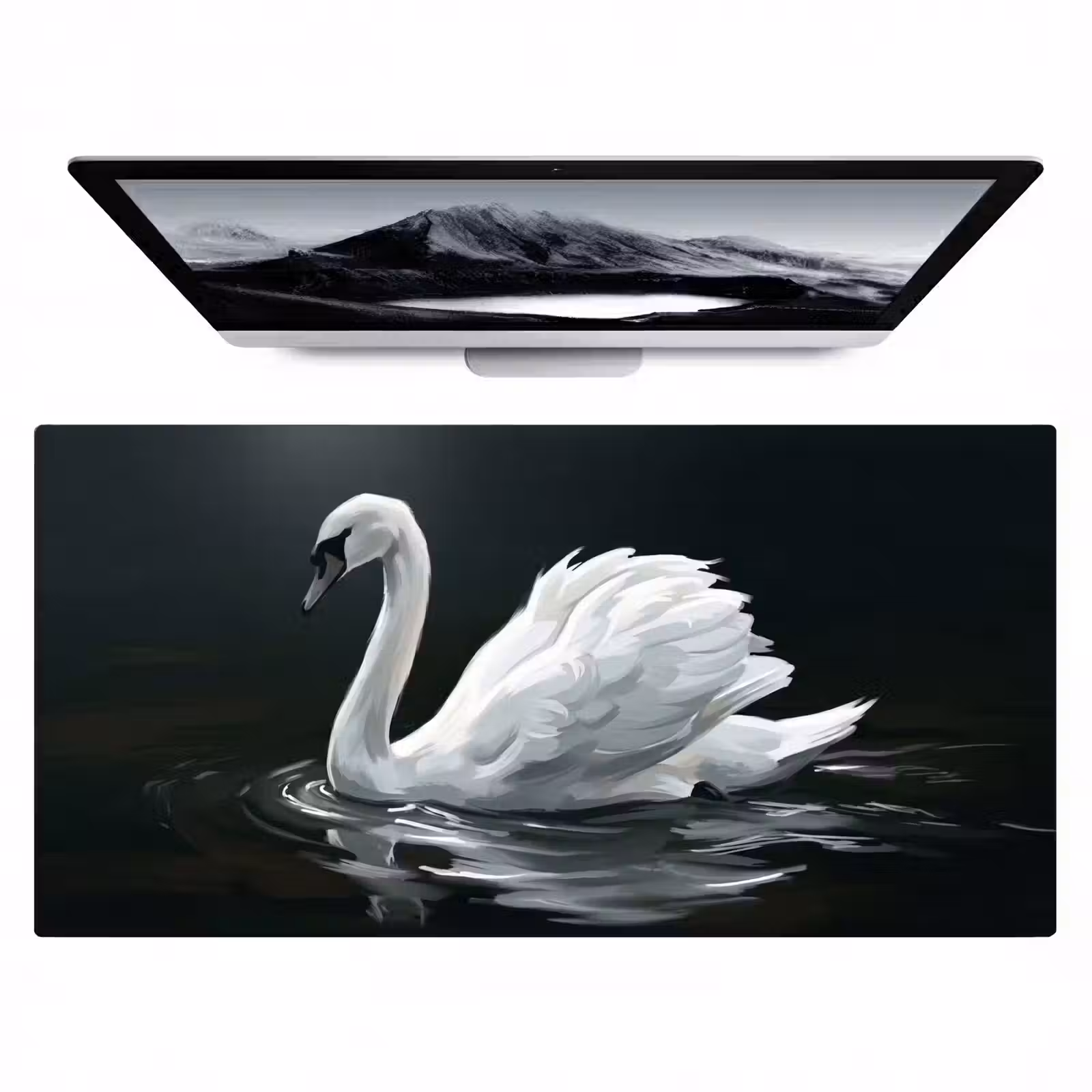 Bureau onderlegger - Zwaan - Water - Natuur - Realistisch - Wit — 1