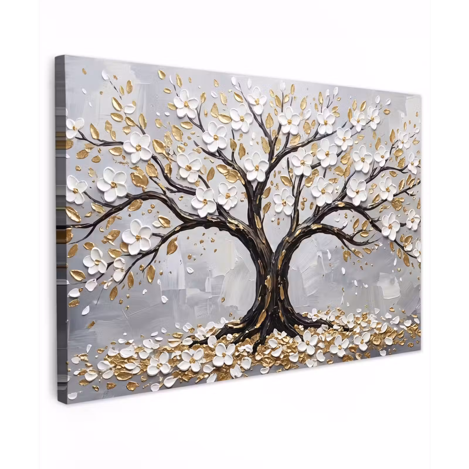 Canvas schilderij - Boom - Bloemen - Natuur - Abstract - Wit — 1