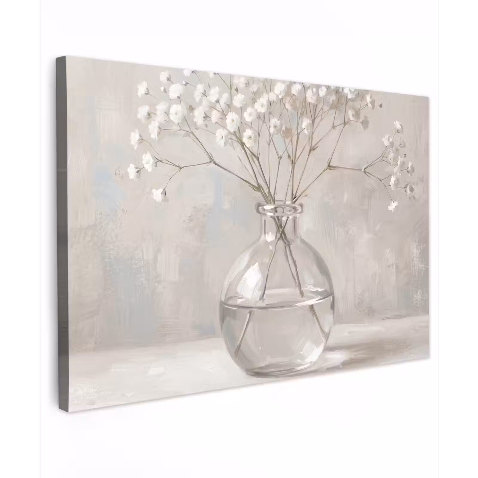 Canvas schilderij - Gipskruid - Vaas - Wit — 1