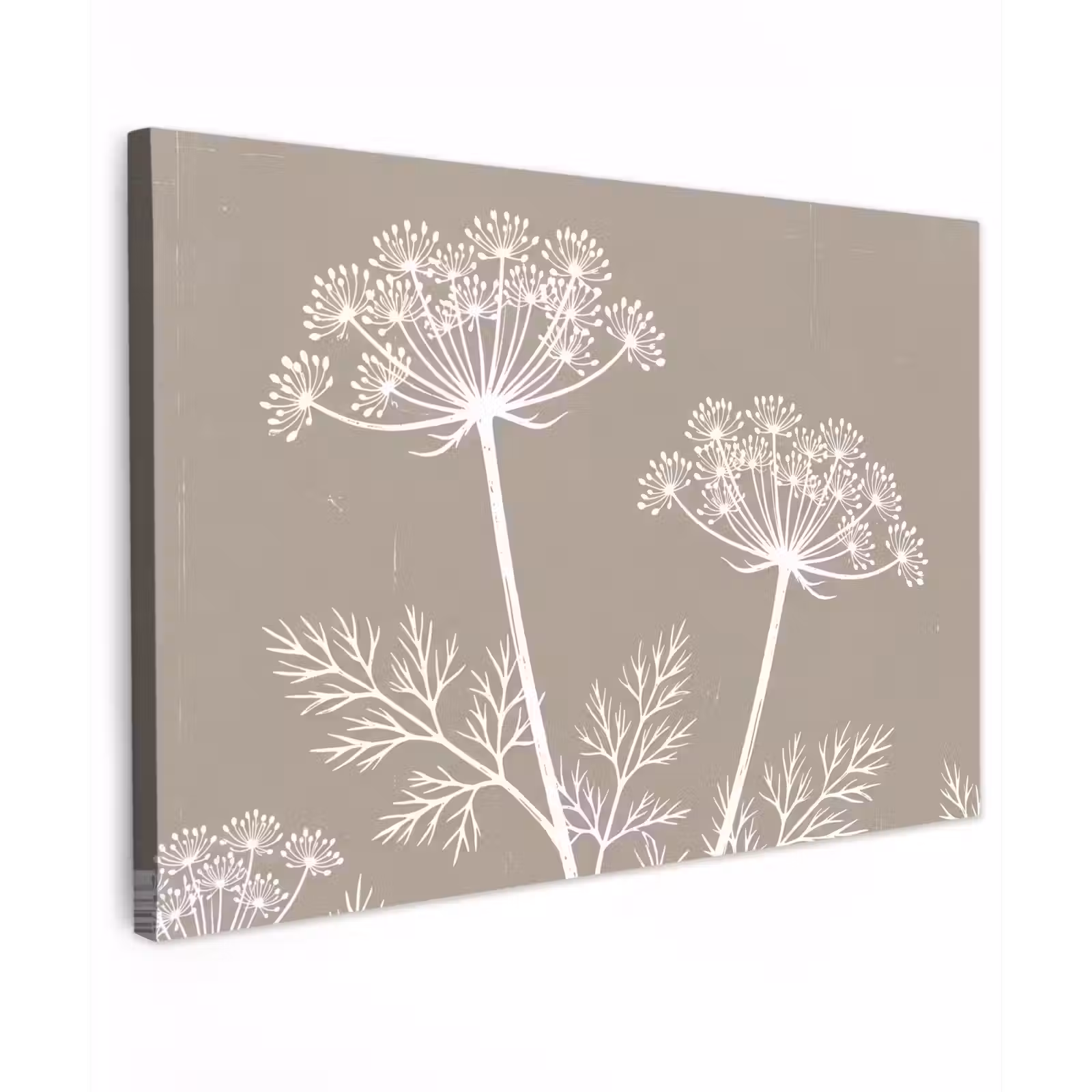 Canvas schilderij - Grafisch - Fluitenkruid - Taupe — 1