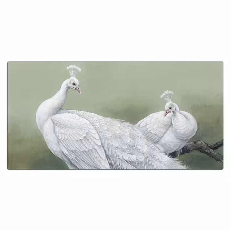 Bureau onderlegger - Pauwen - Wit - Natuur - Groen — 2