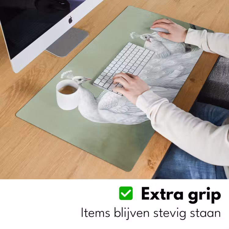 Bureau onderlegger - Pauwen - Wit - Natuur - Groen — 6