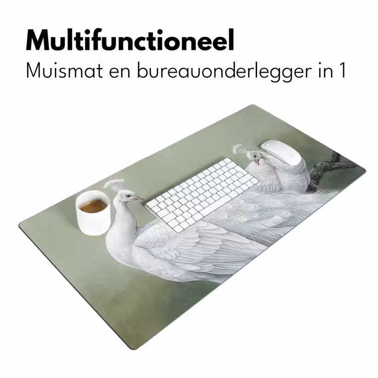 Bureau onderlegger - Pauwen - Wit - Natuur - Groen — 7
