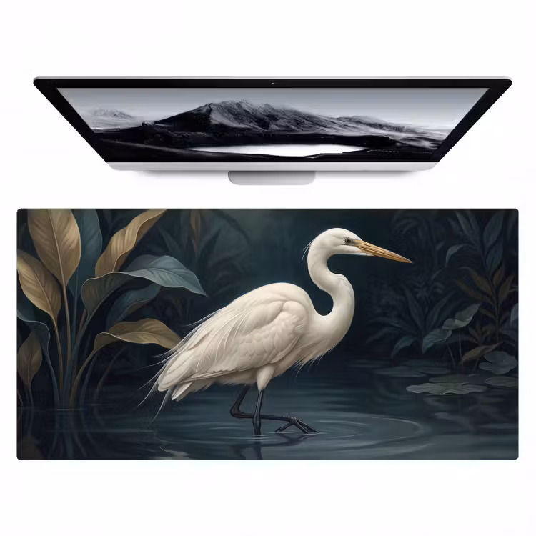 Bureau onderlegger - Reiger - Water - Natuur - Modern - Wit — 1