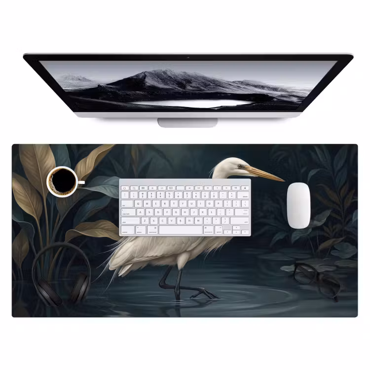 Bureau onderlegger - Reiger - Water - Natuur - Modern - Wit — 4