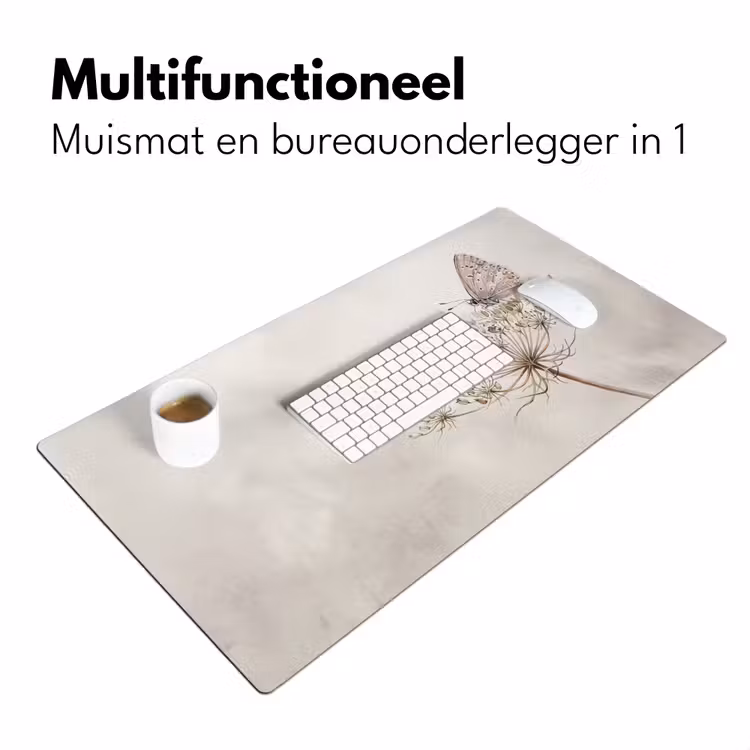 Bureau onderlegger - Vlinder - Bloem -Natuur - Beige — 7